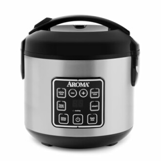 Aroma rice cooker with control panel.