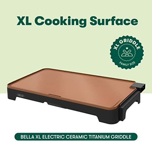 BELLA XL electric ceramic titanium griddle with large cooking surface.