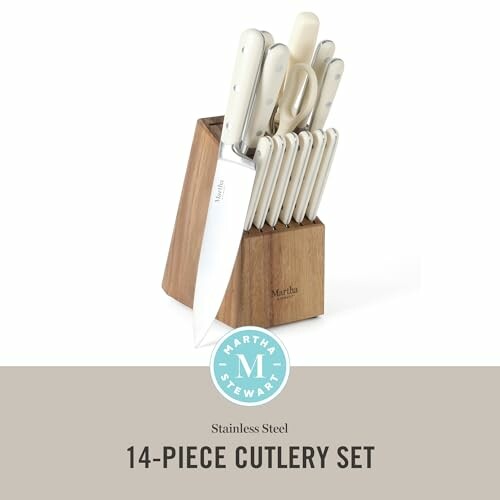 Martha Stewart 14-piece stainless steel cutlery set with wooden block