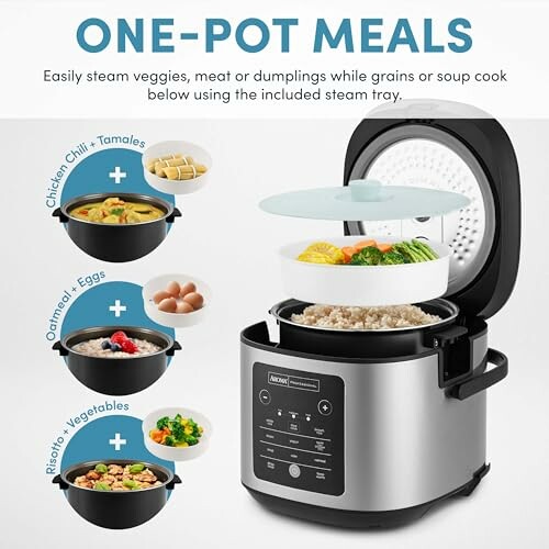 One-pot meals with rice cooker and food options.