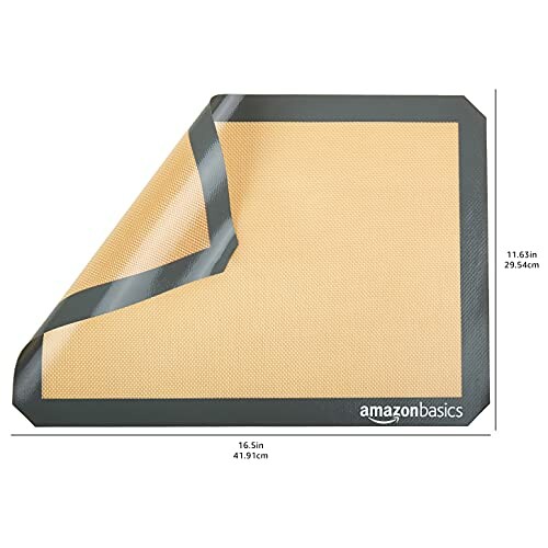 Amazon Basics silicone baking mat with dimensions.